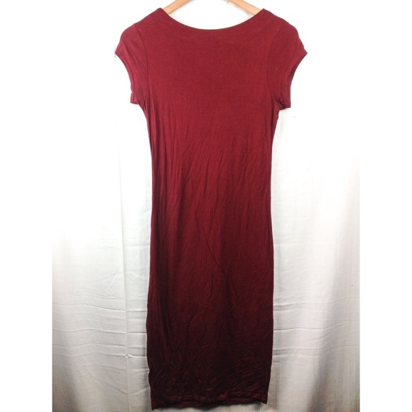 Cailey Midi Bodycon Dress In Burgundy  - Picture 2 of 4